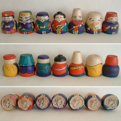 Sakunami Traditional Kokeshi Seven Gods of Fortune Sakunami Traditional Kokeshi Seven Gods of Fortune